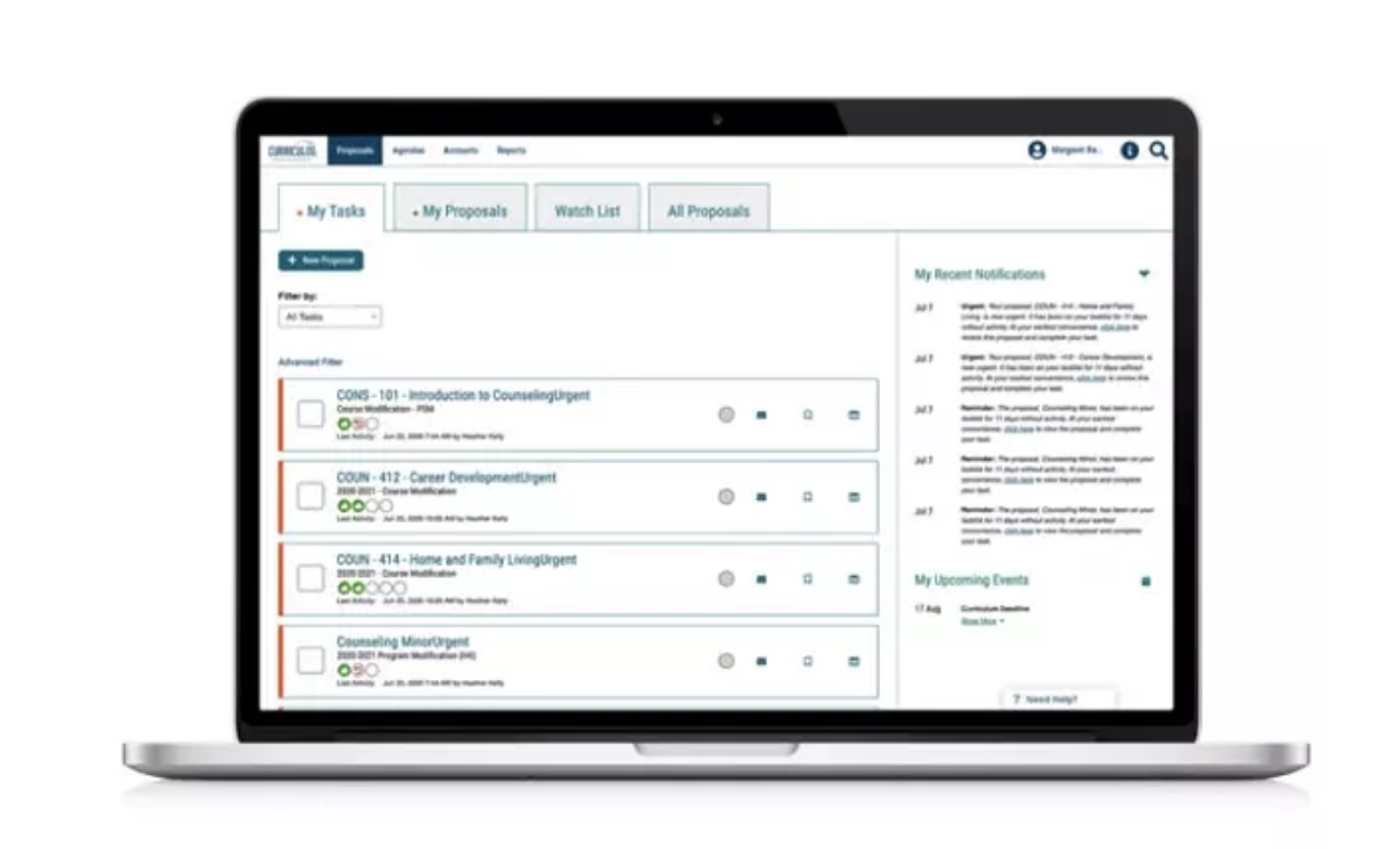 screenshot of Modern Campus Connected Curriculum